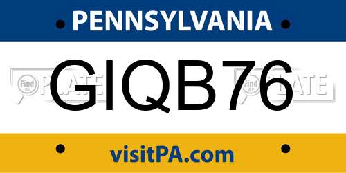 GIQB76 Pennsylvania License Plate