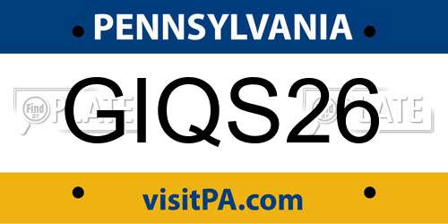 GIQS26 Pennsylvania License Plate