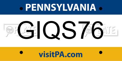 GIQS76 Pennsylvania License Plate