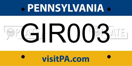 GIR003 Pennsylvania License Plate