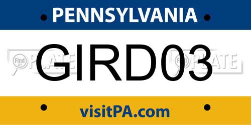 GIRD03 Pennsylvania License Plate