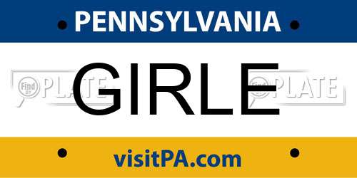 GIRLE Pennsylvania License Plate