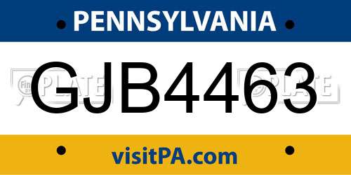 GJB4463 Pennsylvania License Plate