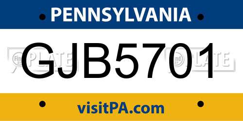 GJB5701 Pennsylvania License Plate