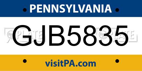 GJB5835 Pennsylvania License Plate