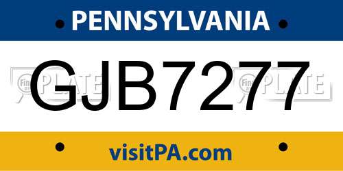 GJB7277 Pennsylvania License Plate