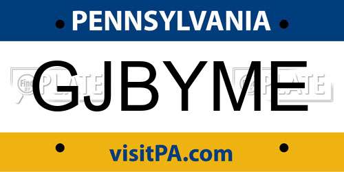 GJBYME Pennsylvania License Plate