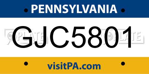 GJC5801 Pennsylvania License Plate