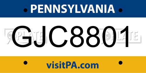 GJC8801 Pennsylvania License Plate