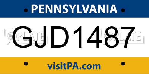 GJD1487 Pennsylvania License Plate