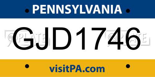 GJD1746 Pennsylvania License Plate