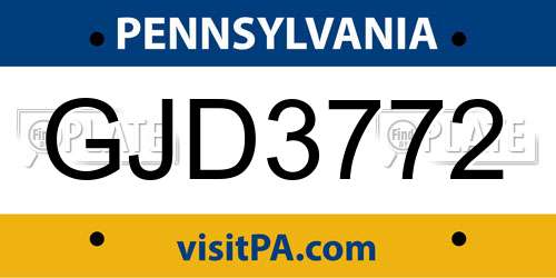 GJD3772 Pennsylvania License Plate