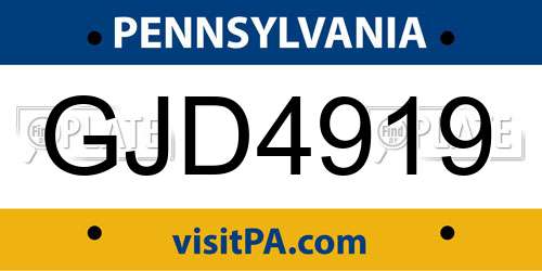 GJD4919 Pennsylvania License Plate