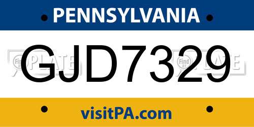 GJD7329 Pennsylvania License Plate