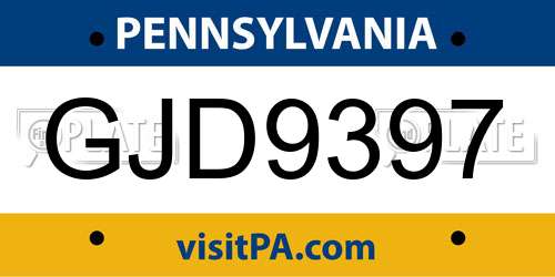 GJD9397 Pennsylvania License Plate