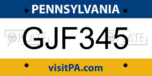 GJF345 Pennsylvania License Plate