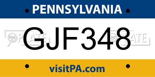 GJF348 Pennsylvania License Plate