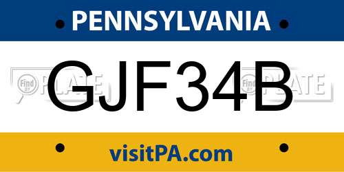 GJF34B Pennsylvania License Plate