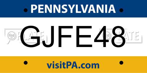 GJFE48 Pennsylvania License Plate