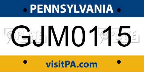 GJM0115 Pennsylvania License Plate