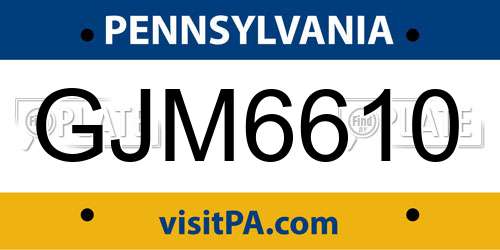 GJM6610 Pennsylvania License Plate
