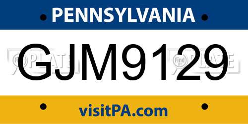 GJM9129 Pennsylvania License Plate