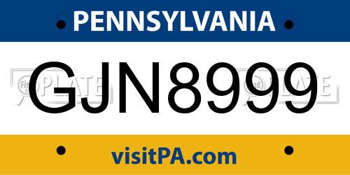 GJN8999 Pennsylvania License Plate