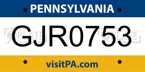 GJR0753 Pennsylvania License Plate