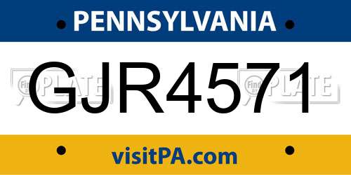 GJR4571 Pennsylvania License Plate