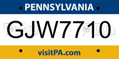 GJW7710 Pennsylvania License Plate