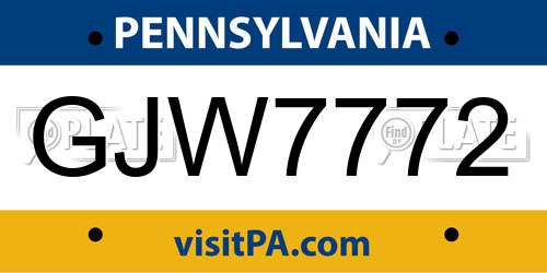 GJW7772 Pennsylvania License Plate