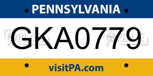 GKA0779 Pennsylvania License Plate