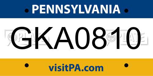 GKA0810 Pennsylvania License Plate