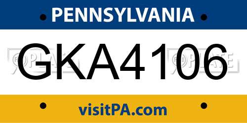 GKA4106 Pennsylvania License Plate
