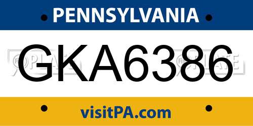GKA6386 Pennsylvania License Plate