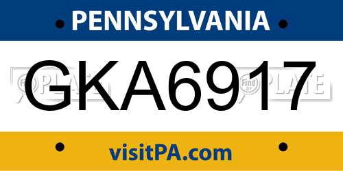 GKA6917 Pennsylvania License Plate