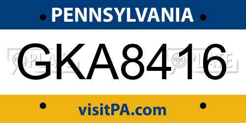 GKA8416 Pennsylvania License Plate