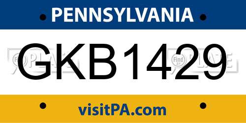 GKB1429 Pennsylvania License Plate