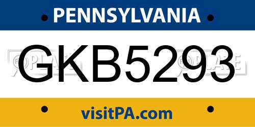 GKB5293 Pennsylvania License Plate