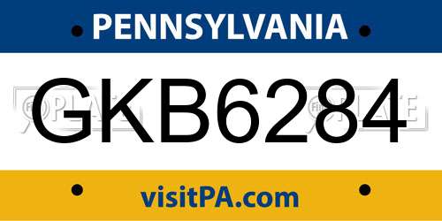 GKB6284 Pennsylvania License Plate