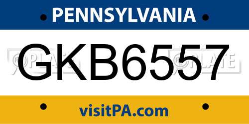GKB6557 Pennsylvania License Plate