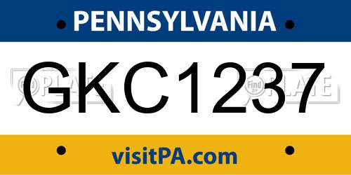 GKC1237 Pennsylvania License Plate