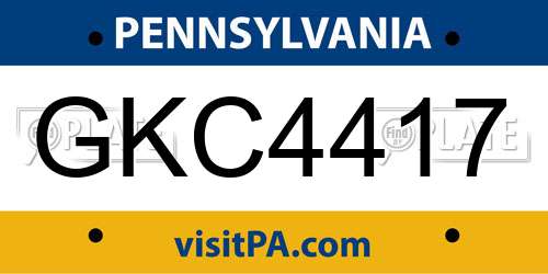 GKC4417 Pennsylvania License Plate