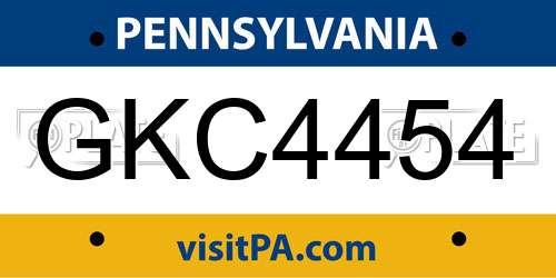 GKC4454 Pennsylvania License Plate