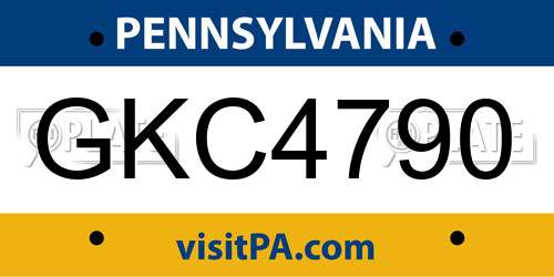 GKC4790 Pennsylvania License Plate
