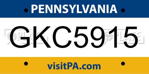 GKC5915 Pennsylvania License Plate