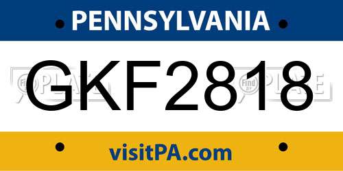 GKF2818 Pennsylvania License Plate
