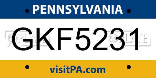 GKF5231 Pennsylvania License Plate