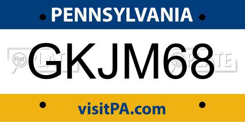 GKJM68 Pennsylvania License Plate