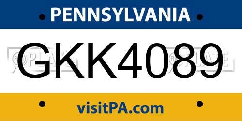 GKK4089 Pennsylvania License Plate